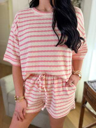 Pink Striped Short Sleeve Tee & Shorts Set - Everyday EDEN Boutique & Gifts