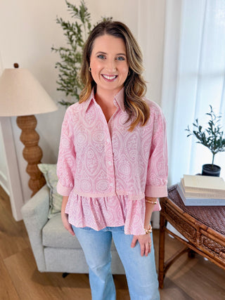 Pink Talk Pretty To Me Button Down Top - Everyday EDEN Boutique & Gifts