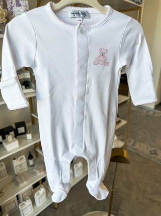 Pink Trim My Teddy Footie - Magnolia Baby - Everyday EDEN Boutique & Gifts