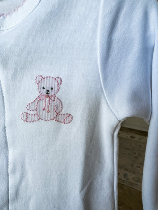 Pink Trim My Teddy Footie - Magnolia Baby - Everyday EDEN Boutique & Gifts