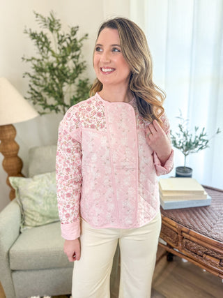 Pink Vintage Petals Quilted Jacket - Everyday EDEN Boutique & Gifts