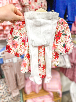 Poinsettia Bubble & Tights Set - Everyday EDEN Boutique & Gifts