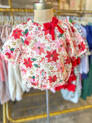 Poinsettia Bubble & Tights Set - Everyday EDEN Boutique & Gifts