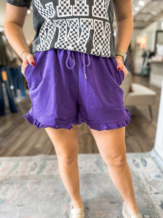 Purple Game Day High Waisted Shorts - Everyday EDEN Boutique & Gifts