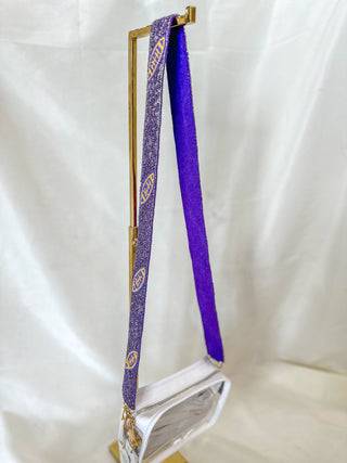 Purple & Gold Gameday Crystal Bag Strap - Everyday EDEN Boutique & Gifts