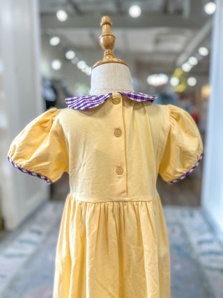 Purple & Gold Gingham Detail Girls Dress - Everyday EDEN Boutique & Gifts