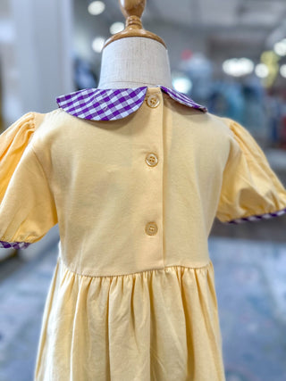 Purple & Gold Gingham Detail Girls Dress Short Set - Everyday EDEN Boutique & Gifts