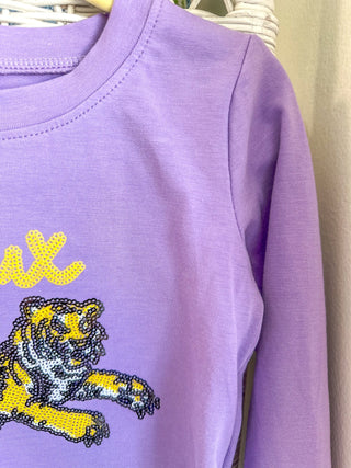 Purple LSU Geaux Tiger Sequin Top - Everyday EDEN Boutique & Gifts