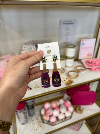 Purple Mardi Pardi Bottle Earrings - Everyday EDEN Boutique & Gifts