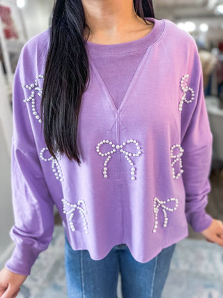 Purple Pretty In Pearls Long Sleeve Top - Everyday EDEN Boutique & Gifts