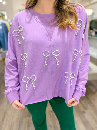 Purple Pretty In Pearls Long Sleeve Top - Everyday EDEN Boutique & Gifts