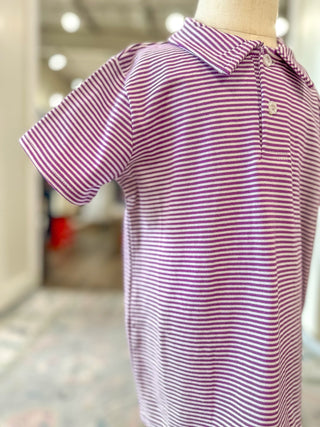 Purple Stripe Henry Gameday Polo - Everyday EDEN Boutique & Gifts