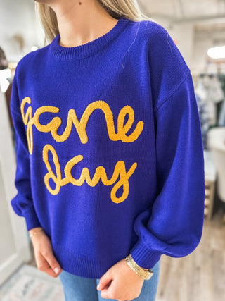Purple/Yellow Gameday Light Weight Football Sweater - Everyday EDEN Boutique & Gifts