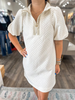 Quilted in Gold Mini Dress - Everyday EDEN Boutique & Gifts