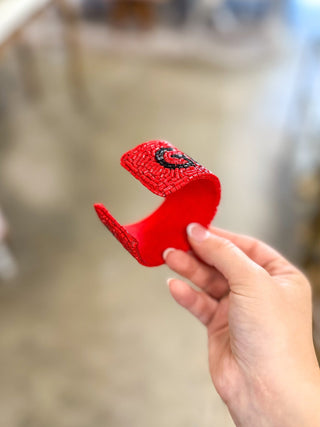 Red & Black Game Day Beaded Snap Bracelet - Everyday EDEN Boutique & Gifts