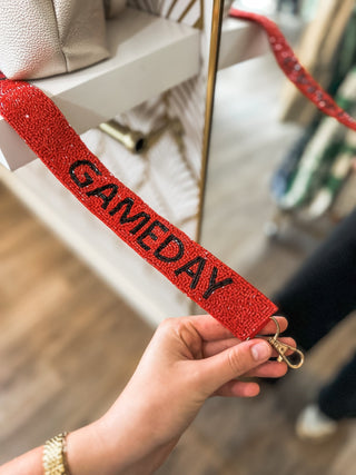 Red & Black Gameday Crystal Bag Strap - Everyday EDEN Boutique & Gifts