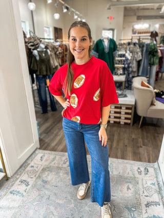 Red Dazzling Football Top - Everyday EDEN Boutique & Gifts