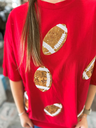 Red Dazzling Football Top - Everyday EDEN Boutique & Gifts