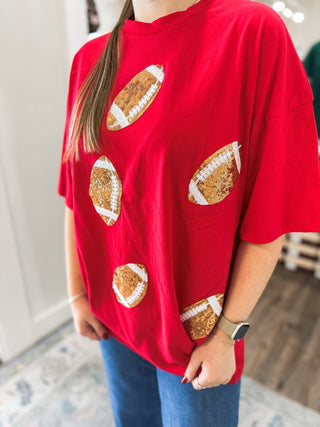 Red Dazzling Football Top - Everyday EDEN Boutique & Gifts