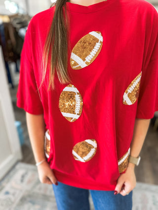 Red Dazzling Football Top - Everyday EDEN Boutique & Gifts