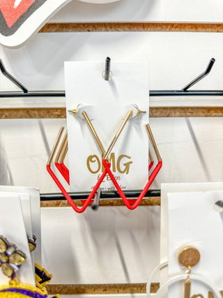 Red & Gold Diamond Shaped Earrings - Everyday EDEN Boutique & Gifts
