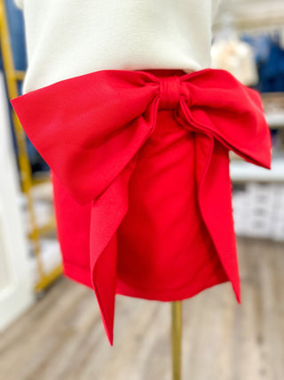 Red High Waist Bow Detail Skirt - Everyday EDEN Boutique & Gifts