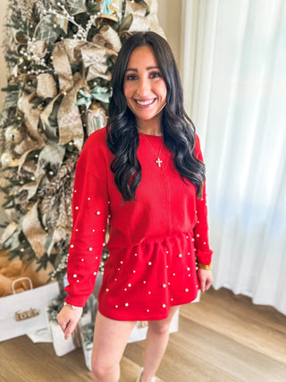 Red Holiday Pearl Charm SKORT - Everyday EDEN Boutique & Gifts