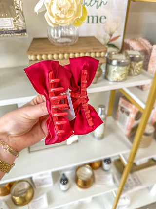 Red Mini Satin Bow Claw Clip - Everyday EDEN Boutique & Gifts