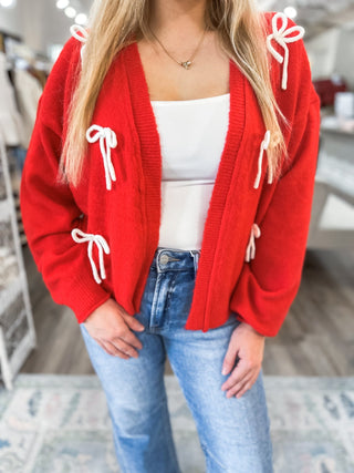 Red Pretty Little Bows Cardigan - Everyday EDEN Boutique & Gifts