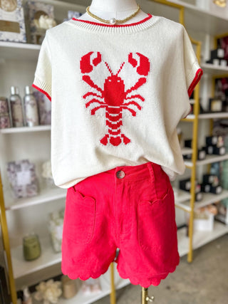 Red Pretty Pocket Scallop Shorts - Everyday EDEN Boutique & Gifts