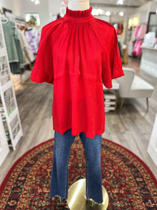 Red Ruby Luxe Ruffle Blouse - Everyday EDEN Boutique & Gifts