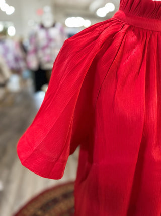 Red Ruby Luxe Ruffle Blouse - Everyday EDEN Boutique & Gifts