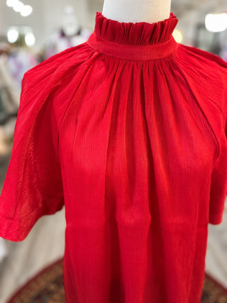 Red Ruby Luxe Ruffle Blouse - Everyday EDEN Boutique & Gifts