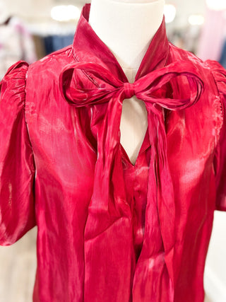 Red Scarlett Satin Bow Top - Everyday EDEN Boutique & Gifts