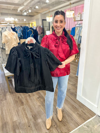 Red Scarlett Satin Bow Top - Everyday EDEN Boutique & Gifts