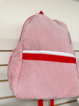 Red Seersucker Medium Backpack - Everyday EDEN Boutique & Gifts