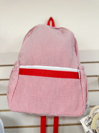 Red Seersucker Medium Backpack - Everyday EDEN Boutique & Gifts