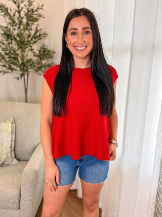 Red Soft Touch Knit Top - Everyday EDEN Boutique & Gifts