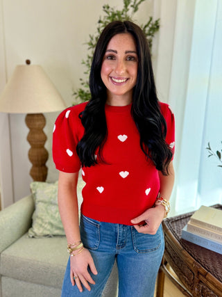 Red Sweetheart Knit Sweater Top - Everyday EDEN Boutique & Gifts