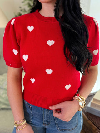 Red Sweetheart Knit Sweater Top - Everyday EDEN Boutique & Gifts
