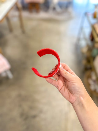 Red & White Game Day Beaded Snap Bracelet - Everyday EDEN Boutique & Gifts