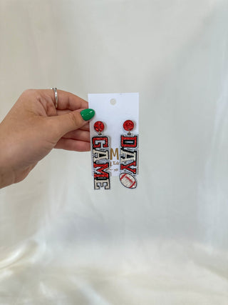 Red & White Game Day Victory Earrings - Everyday EDEN Boutique & Gifts