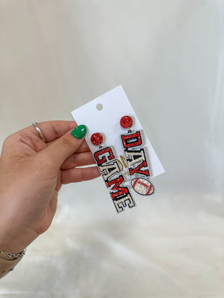 Red & White Game Day Victory Earrings - Everyday EDEN Boutique & Gifts
