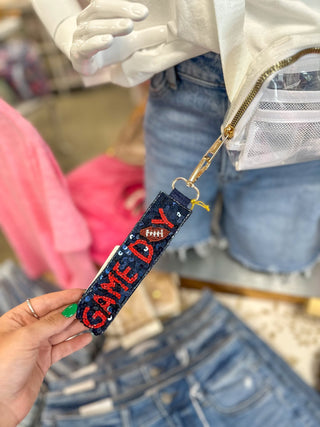 Red/Navy Game Day Sequin Key Chain - Everyday EDEN Boutique & Gifts
