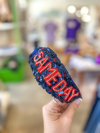 Red/Navy Home Team Sequin Headband - Everyday EDEN Boutique & Gifts