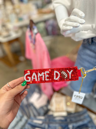 Red/White Game Day Sequin Key Chain - Everyday EDEN Boutique & Gifts