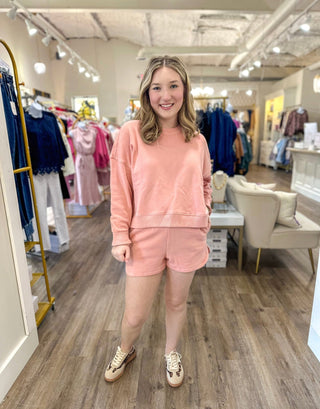Rose Tan Fleece Long Sleeve Sweatshirts & Short Set - Everyday EDEN Boutique & Gifts