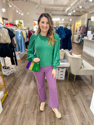 Rosemary Green Pleated Sleeves Top - Everyday EDEN Boutique & Gifts