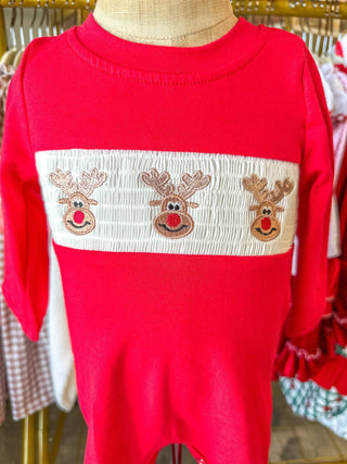 Rudolph Smocked Boys Romper - Everyday EDEN Boutique & Gifts