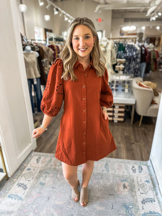 Rust Darling Days Eyelet Mini Dress - Everyday EDEN Boutique & Gifts
